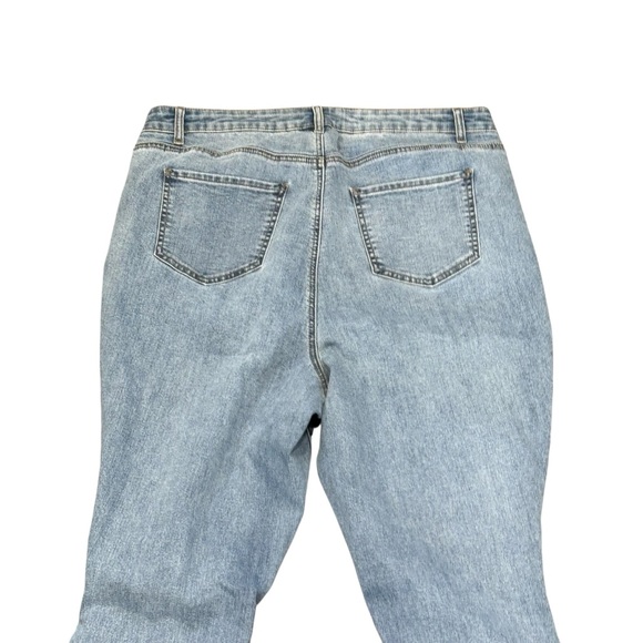 Fashion To Figure Plus 16 Jeans Distressed Rhinestone High Rise Skinny Stretchy - Picture 3 of 13